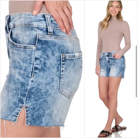 LAST PAIR: Distressed cutoff women’s denim shorts - Picture 4 of 6